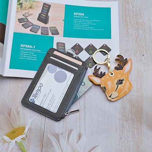Slim Minimalist Faux Leather Front Pocket Credit Card Holder Wallet | With Zipper Pocket - color: D