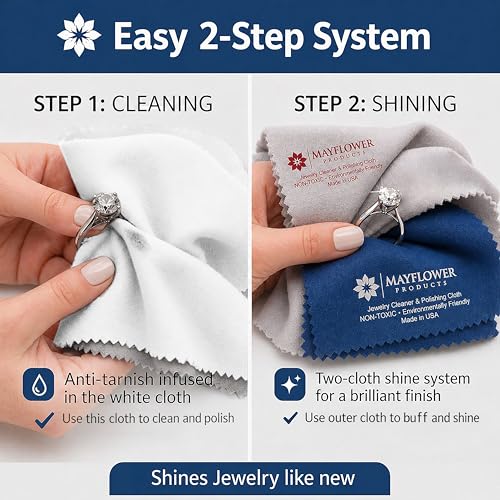 Jewelry Polish Cleaning Cloth for Silver & Gold - 2 Different Sizes - color: Grey and Blue