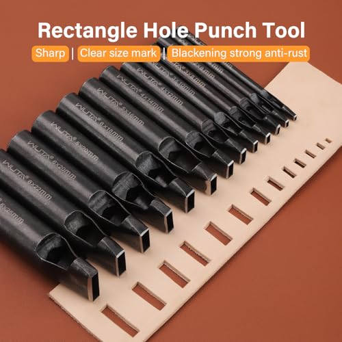 WUTA Rectangle Leather Hole Punch, High Carbon Steel Punching Tool, Hollow Punch Cutter for Leather Belt & DIY Crafting (3 * 10mm, 1PC) - size: 3*10mm