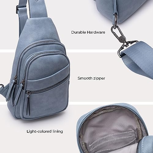 Alldaily Large Sling Bag for Women Crossbody Purse Leather Fashionable Trendy Chest Bag for Travel, Fanny Pack (Blue) - color: Blue
