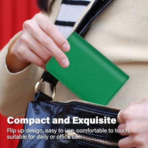 Business Card Holder，PU Leather Business Card Case Color Printing Pattern Card Holder Wallet，Pockets Magnetic Credit Card Holders for Men and Women - Dark Green - color: Dark Green