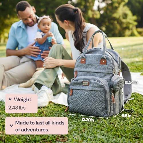 BabbleRoo Diaper Bag Backpack - Baby Essentials Travel Tote - Multi function Water Resistant Diaper Bag, Travel Essentials Baby Bag with Changing Pad, Stroller Straps & Pacifier Case - Unisex, Beige - color: Light Brown, size: Large