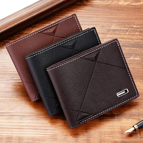 Slim Wallet for Men with Money Clip, Minimalist Wallet with Zipper, Bifold Mens Wallets with Credit Card Holder, PU Leather Men's Wallet with Coin Purse, Carteras Para Hombres (Black H) - color: Black H