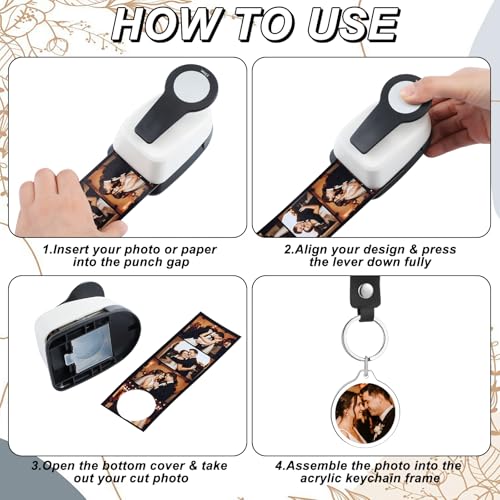 Set Photo Keychain Making Kit Circle Punch Keychain Blanks - color: Multicolor
