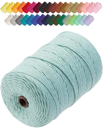Macrame Cord 3mm x 328yards, Soft Colored Macrame Rope, Natural Cotton Cord for Plant Hangers, Wall Hanger, Decorative Projects(Light Blue) - color: Light Blue, size: 3mm×328Yards