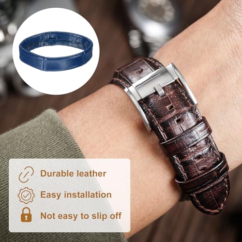 HARFINGTON Leather Watch Band Loops Replacement Watch Band Keeper Watch Strap Holder Retainer Wristwatch Strap Fastener Rings - color: Dark Blue, size: 24mm