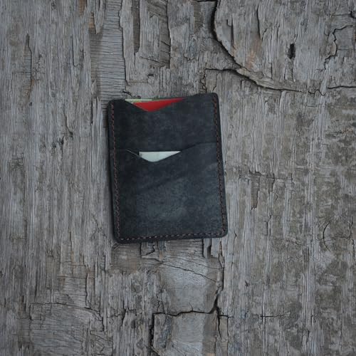 Front Pocket Card Case Slim Wallet Card Holder for Men & Women Minimalist Leather Wallet Card Holder Distressed Gifts - color: Grey