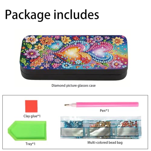 DIZAKIM 1pcs 5d Diamond Art Kits for Adults Small Diamond Painting Kit Gem Art Paint by Diamonds Dots Eyeglasses Case DIY for Beginner Women (#5) - color: #5