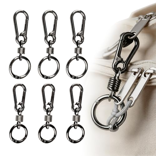 Zipper Clips Anti Theft, 6 Pcs Zipper Locks for Backpacks, Double Opening Antitheft Spring Carabiner Clasps for Travel Purse Luggage Suitcase Handbags Keys(Gun Black) - color: Gun Black