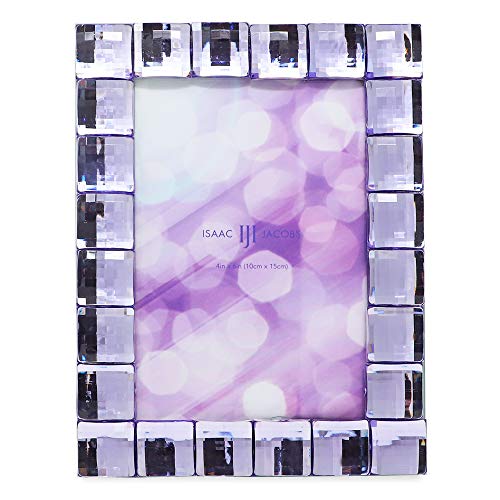 Isaac Jacobs Decorative Sparkling Jewel Picture Frame (4x6, Light Purple) | Jewel Picture Frame, Photo Display & Home Decor Two-way easel for vertical or horizontal display. Does NOT hang on wall - color: Light Purple, size: 4x6