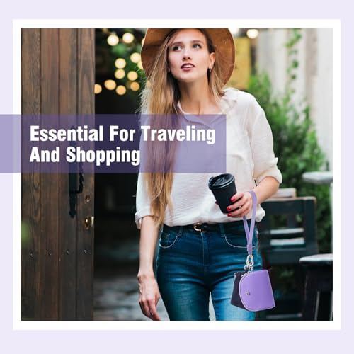 Mini Dual Pouch Wristlet Wallet for Women – Zip Around wristlet Keychain Wallet with 2 Wristlets, Ideal for Dog Walking, Coffee Runs & Lunch Break Essentials (Violet+Navy Blue) - color: Violet+Navy Blue