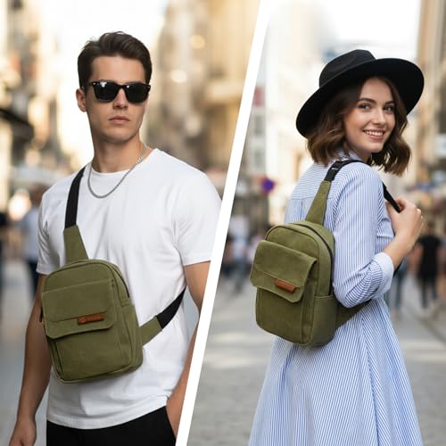 TULLIO Camera Bag Purse Small Sling Crossbody Shoulder Case for Women Men - color: Army green, size: Small