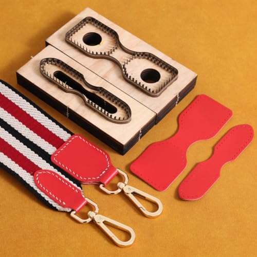 2pcs Strap End Cutting Mold Set, Wooden Steel Rule Punch Tool for Belt Making, Style G Tail Shape Template for DIY Leathercraft, Watch Band Cutter Kit (PG218G) - color: PG218G