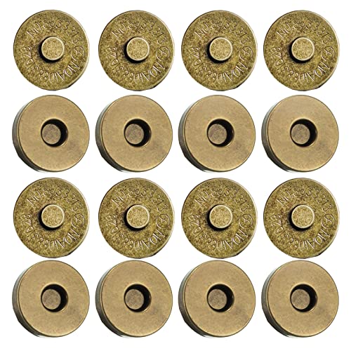20 Set Magnetic Snaps, Purse Magnetic Button Replacement Kit-Bronze 18MM | Magnetic Bag Fastener Clasp for Sewing, DIY Craft, Purses, Bags, Clothes, Leather - color: Bronze 18MM