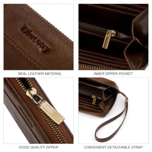 Real Leather Wristlet Wallet Women With RFID Blocking(darkcoffee) - color: a9-darkcoffee