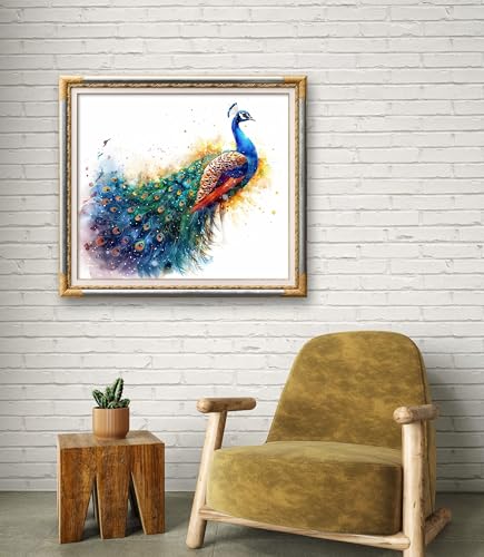 Leczany Cross Stitch Patterns Stamped Kit for Beginners | Embroidery Supplies DIY Craft Kit Needlepoint for Adults Starter | 11CT, 3 Strands | Beautiful Peacock 18.5x15.8 inches - color: 11CT Stamped kits, Beautiful Peacock 18.5x15.8 inches