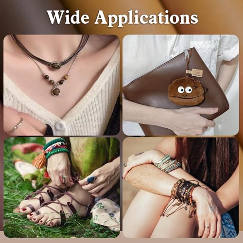 2 Rolls 100% Genuine Round Leather Cord for Jewelry Making & Leather Crafting, 2mm Thin Leather String Lace, Real Leather Rope for Crafts, Bracelets, Necklaces, Hanging, Braiding (Distressed Brown)