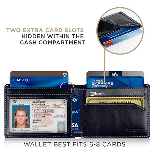 SERMAN BRANDS Mens Slim Bifold Wallet RFID Blocking Minimalist Front Pocket Wallets for Men - Thin & Stylish - color: Z. Atlantic Blue Elite