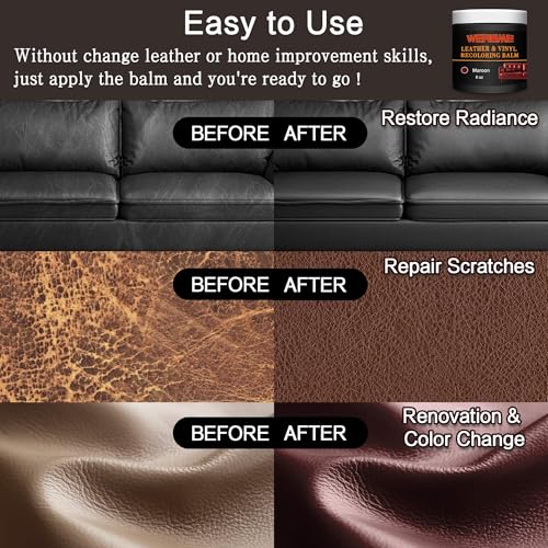 Leather Recoloring Balm & Mink Oil Leather Conditioner, Maroon | Restores faded leather, waterproof, scratch repair for couches, car seats, shoes & bags, Complete kit with mink oil & tools - color: Maroon
