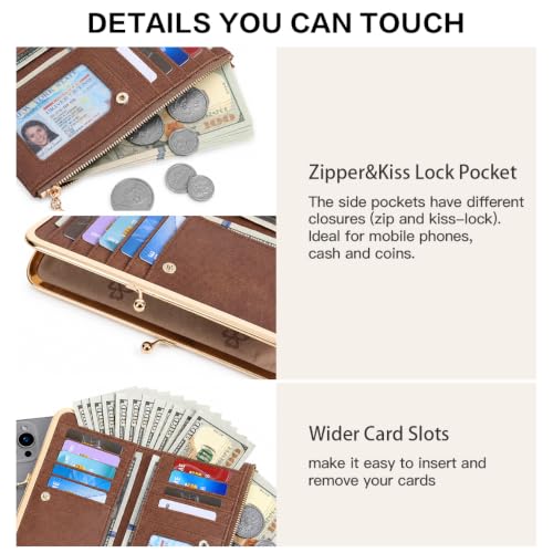 GOIACII Womens Wallet Kiss Lock Bifold Leather Wallets for Women Leopard Print - color: A03 Leopard Print