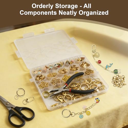 Aucscott Lipgloss Keychain Making Kit with Charms for Gilrs Adults, DIY Keychain Supplies Jewelry Craft Kits with A-Z Letter Charms for Custom Bag Phone Key Chain Lip Balm Purse Handbag - color: Gold - 500Pcs Kit