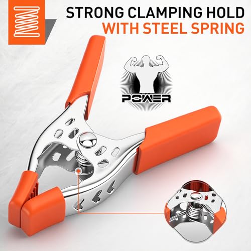 HORUSDY 8-Piece 4" inch Spring Clamp, Heavy Duty Spring Metal Spring Clamps, 1.5"-inch Jaw opening - color: Orange, size: 4 inch 8-Piece