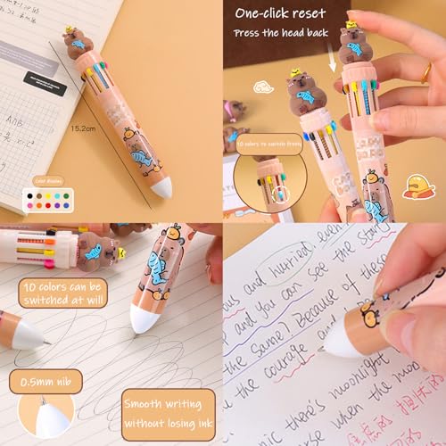 KEYDUACU Cute Water Cavy Pencil Case with Hairstyle Kit, Large Capacity Water Guinea Pig Cute Animal School Supplies Bag with Pencil Set & 10-Color Pen(Beige) - color: beige