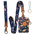 bolimoss Wallet Lanyard for id Badges for Women,Fashion Badge Holder with Zipper（Autumn Sunflower） - color: Autumn Sunflower