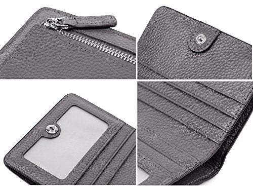 Small Leather Wallet for Women, Ladies Credit Card Holder RFID Blocking Women's Mini Bifold Pocket Purse - color: Gray Rfid Blocking