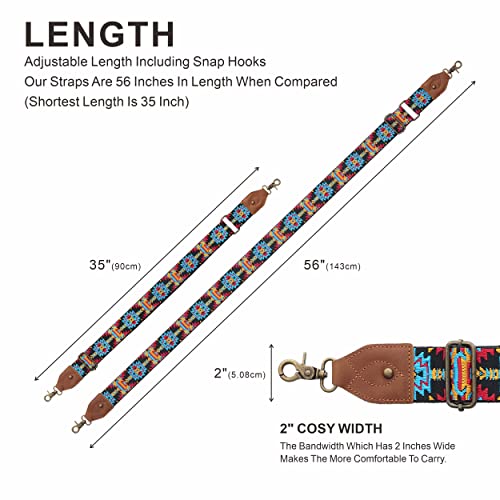 Nefelibata Purse Strap, 2" Cowhide Head Wide Shoulder Strap Adjustable Replacement,Retro Jacquard Embroidery Multi-pattern Crossbody Bag Straps for Handbag,Crossbody Bags,Shoulder Bags(Tiger Stripes) - color: Retro Embroidery Tiger Stripes