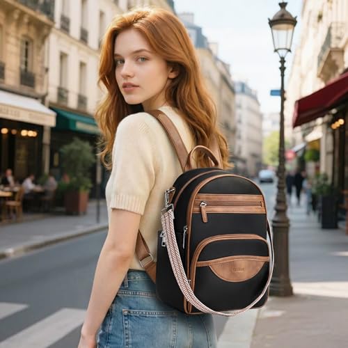 Small Backpack Purse for Women, Mini Daypack Cute for Travel Brown | Small Backpack with RFID Wallet (4 Slots) & 10.2" Tablet Sleeve, 9-Pocket 3-Way Convertible Shoulder Bag, Removable Strap - color: Black Brown