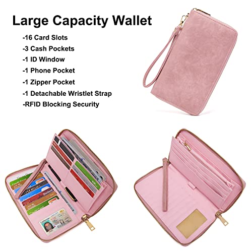 Soperwillton Women Backpack Purse Shoulder Handbags Travel Bag Set 2pcs | Soft PU Leather,Large Capacity,Many Pockets,with a Functional Wallet,with a Detachable Shoulder Strap,Multipurpose Design - color: Pink