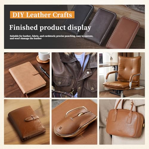 Diudus 3 Sizes Sewing Awl Tool, Leather Sewing Awl with Wooden Handle - color: 3 Pack Wood Color (Different Sizes)