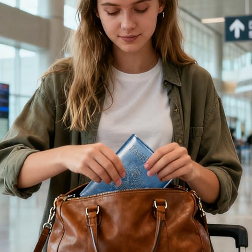 Passport Holder Cover, ACdream Protective Premium Leather RFID Blocking Wallet Travel Case for Passport/Credit Card/Air Ticket, - color: Dark Blue