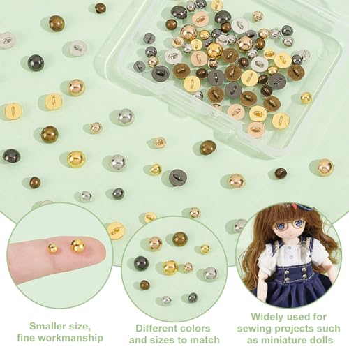 FINGERINSPIRE 100PCS Mini Domed Mushroom Alloy Buttons 5 Colors 4x3.5mm/6x4.5mm Micro Alloy Sewing Dome Buttons with 1 Hole Small Half Round Shank Blazer Buttons for DIY Craft Sewing Small Clothing - color: Mushroom Alloy Buttons