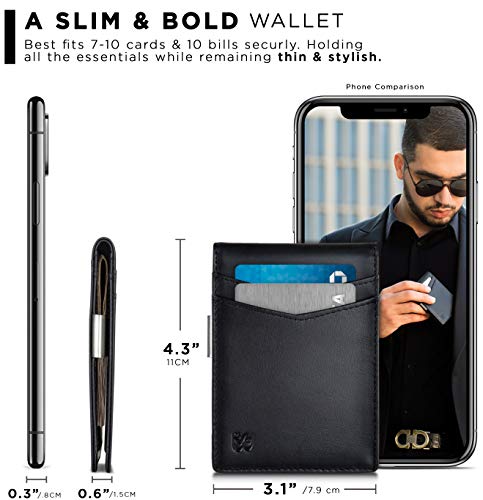 SERMAN BRANDS Money Clip Wallet - Mens Wallets slim Front Pocket RFID Blocking Card Holder Minimalist Mini Bifold - color: Charcoal Black Transformer