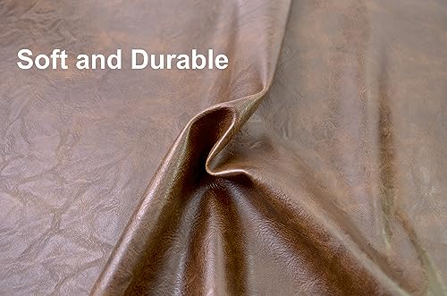 1 Yards 54" x 36" Dark Brown Faux Leather Fabric Distressed Crazy Horse Soft Fake Leather Fabric by The Yard Dark Brown Upholstery Vinyl for Sofa Bags Chairs Car Seats DIY Crafts - color: Dark Brown (Crazy Horse Soft), size: 1yard (54''x36'')