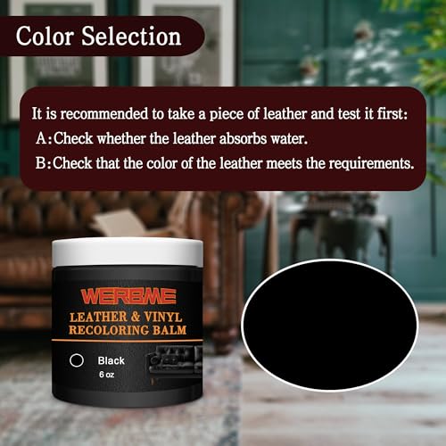 Leather Recoloring Balm & Mink Oil Leather Conditioner, Black | Restores faded leather, waterproof, scratch repair for couches, car seats, shoes & bags, Complete kit with mink oil & tools - color: Black