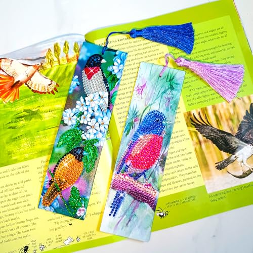 3 Pcs LINGFANG Diamond Painting Bookmark, DIY Book Makers for Adults Book Lovers, Diamond Art Beginners, Small Diamond Art Kits, Paint by Art Crafts Supplies Gift for Girls (Birds) - color: Bird