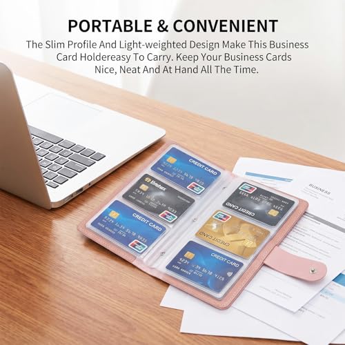 Credit Card Book, 96 Slots, Pink, Card Holder Organizer for Women | Business Card Holder, Portable Organizer, Lightweight, ID Debit Gift Cards Organizer, Prevents Loss, for 3x2 Inch Cards