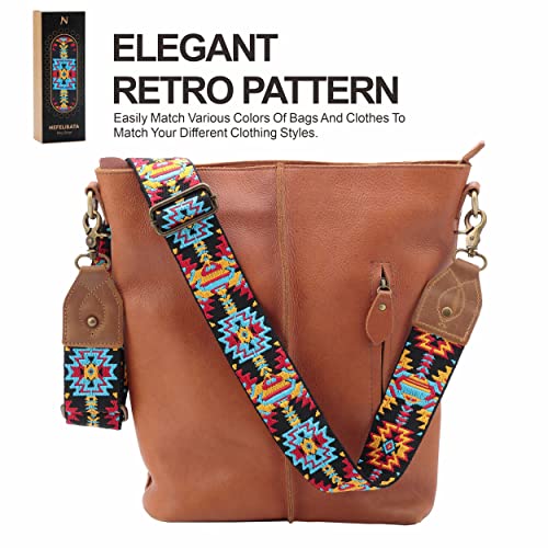 Nefelibata Purse Strap, 2" Cowhide Head Wide Shoulder Strap Adjustable Replacement,Retro Jacquard Embroidery Multi-pattern Crossbody Bag Straps for Handbag,Crossbody Bags,Shoulder Bags(Tiger Stripes) - color: Retro Embroidery Tiger Stripes