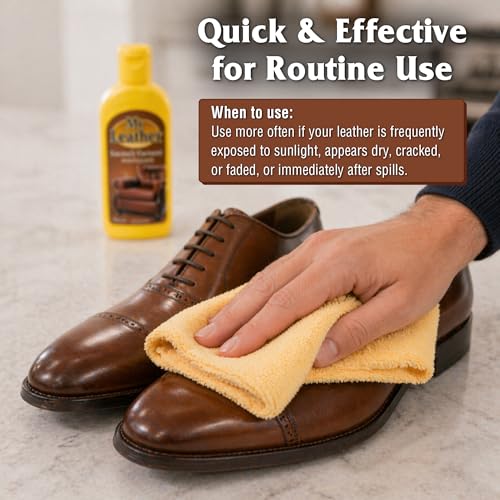 MR. LEATHER Cleaner & Conditioner, Restores & Protects All Leather, 8 oz | Made with Natural Oils, Hydrating & Water-Repelling Cream, Ideal for Leather Furniture, Sofa, Auto Interior, Shoes & Bags - size: 8 Fl Oz (Pack of 1)
