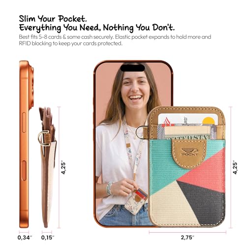 Elastic Card Holder Wallet for Women and Men, Genuine Leather Slim RFID Blocking Front Pocket Credit Card Holder, Cute Small Minimalist Wallet | Cross - color: Cross