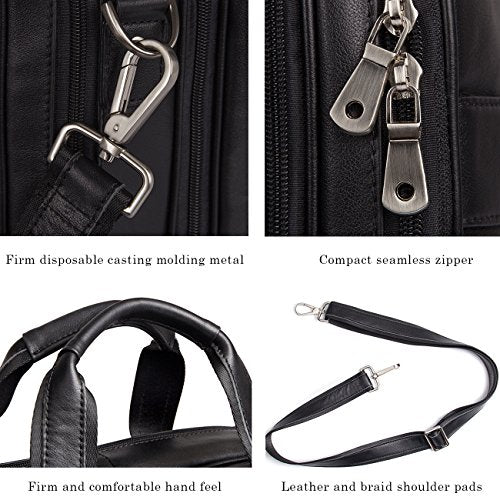 Augus Genuine Leather Briefcase for men, Business Travel Laptop Bag, Black - color: Black-2