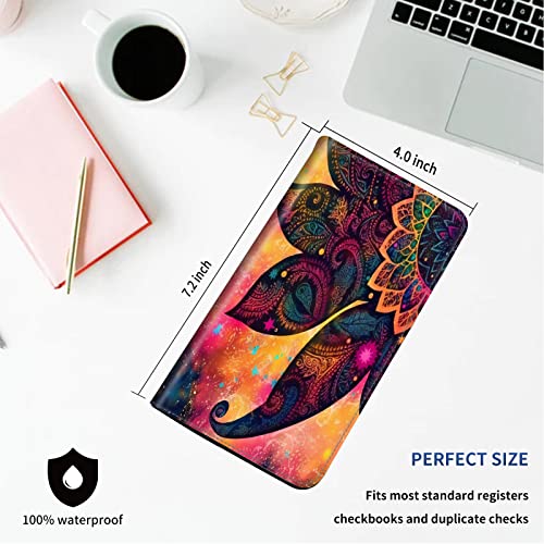 DEGDFSGR Checkbook Cover - Premium Leather Standard Duplicate Register Check Card Book Holder Wallet with RFID Blocking Function for Girl Men Women,Mandala - color: Mandala