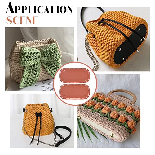 PH PandaHall 2pcs Crochet Bag Bottom 11.8x5.9" Oval Purse Bottom PU Leather Bottom Shaper Pad Bags Cushion Base with Holes for Leather Purse Handbags Shoulder Tote Bags Knitting Crocheting, 4mm Hole - color: Brown