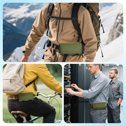Mopaclle Nylon Phone Holster with Heavy Duty Metal Belt Clip and Card Holder, Compatible with iPhone 17/16/15/14/13/12 Pro and Samsung Galaxy S26/S25/S24/S23/S22/S21/S20 - Green - color: Nylon-Army green, size: M(6.0x3.2x0.6)