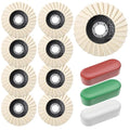 12 Pcs 4-1/2" Wool Polishing Wheel Disc & 3 Polishing Compounds | 7/8" Thicken Arbor Buffing Wheel Wool Felt Flap Disc for Angle Grinder Multi Surface Metal Wood Automotive