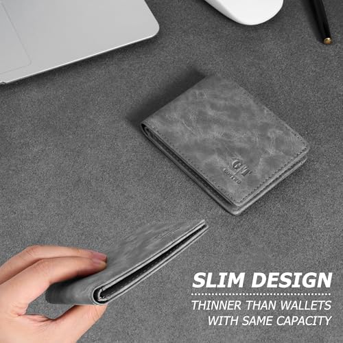 Gostwo RFID Blocking Bifold Wallet for Teen Boys & Men, Credit Card Holder - color: Grey Vintage