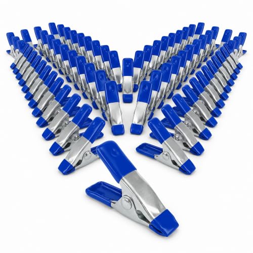 40 Pcs Small Spring Clamps, 2 Inch Blue Metal Clip for Crafts | Heavy Duty Woodworking Fastener, Photography Muslin Backdrop Holder, 0.78 Inch Maximum Opening - color: Blue